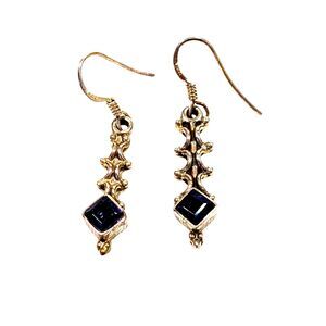 Iolite Earrings 925 Sterling Silver Textured Dangle Hooks Fairy Coquette 4.4gr